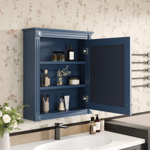 English Elm 24'' 24'' Wall Mounted Bathroom Mirror Cabinet with Adjustable Shelves, Space-Saving Modern Storage Solution Blue N710P195492C