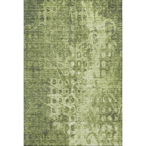 HomeRoots 8' X 10' Olive Green Ikat Area Rug - Stylish, Washable, UV-Protected for Family & Pet-Friendly Spaces 650000