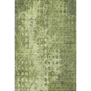 HomeRoots 10' X 14' Olive Green Ikat Area Rug - Washable, UV Protected, Stain Resistant for High-Traffic Spaces 650002