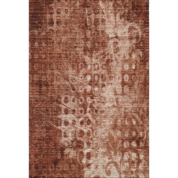 HomeRoots 5' X 8' Chili Red Ikat Area Rug with UV Protection - Durable, Washable, Modern Style for Any Room 650004