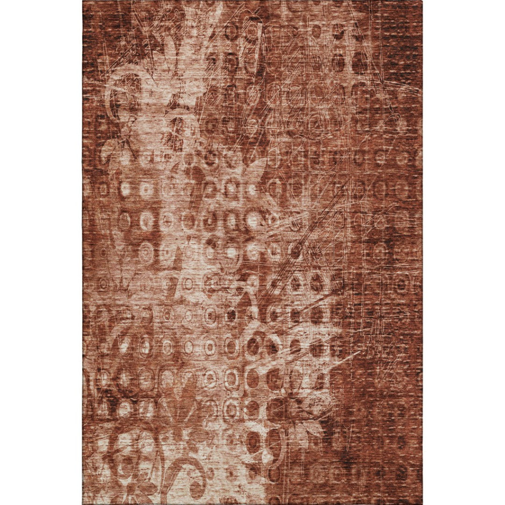 HomeRoots 8' X 10' Ikat Area Rug in Chili Red & Ivory - Stain Resistant, UV Protected, Easy-Care Design for Homes 650006