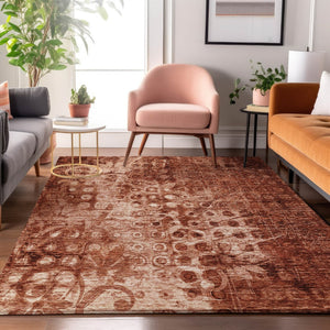 HomeRoots 10' Chili Red & Ivory Ikat Area Rug - Washable, UV Protected, Stain Resistant for Busy Homes! 650008