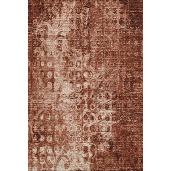 HomeRoots 10' Chili Red & Ivory Ikat Area Rug - Washable, UV Protected, Stain Resistant for Busy Homes! 650008