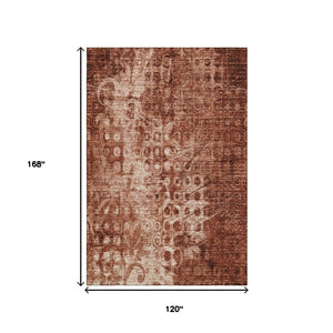 HomeRoots 10' Chili Red & Ivory Ikat Area Rug - Washable, UV Protected, Stain Resistant for Busy Homes! 650008