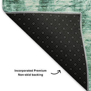 HomeRoots 5' X 8' Vibrant Teal And Ivory Ikat Area Rug - Washable, UV Protected, Stain Resistant & Durable Design 650010