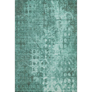 HomeRoots 5' X 8' Vibrant Teal And Ivory Ikat Area Rug - Washable, UV Protected, Stain Resistant & Durable Design 650010