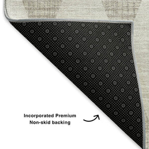 HomeRoots 5' X 8' Beige and Ivory Diamond Area Rug - Stain-Resistant, UV Protected, Pet-Friendly Design! 650016