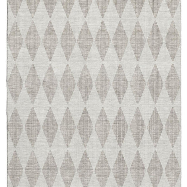 HomeRoots 9' X 12' Beige and Ivory Diamond Area Rug - Washable, UV Protected, Stain Resistant for Busy Homes 650019