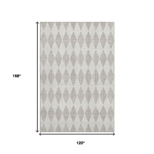 HomeRoots 10' Beige and Ivory Diamond Area Rug - Washable, UV-Protected, Perfect for Busy Homes & Stylish Decor 650020