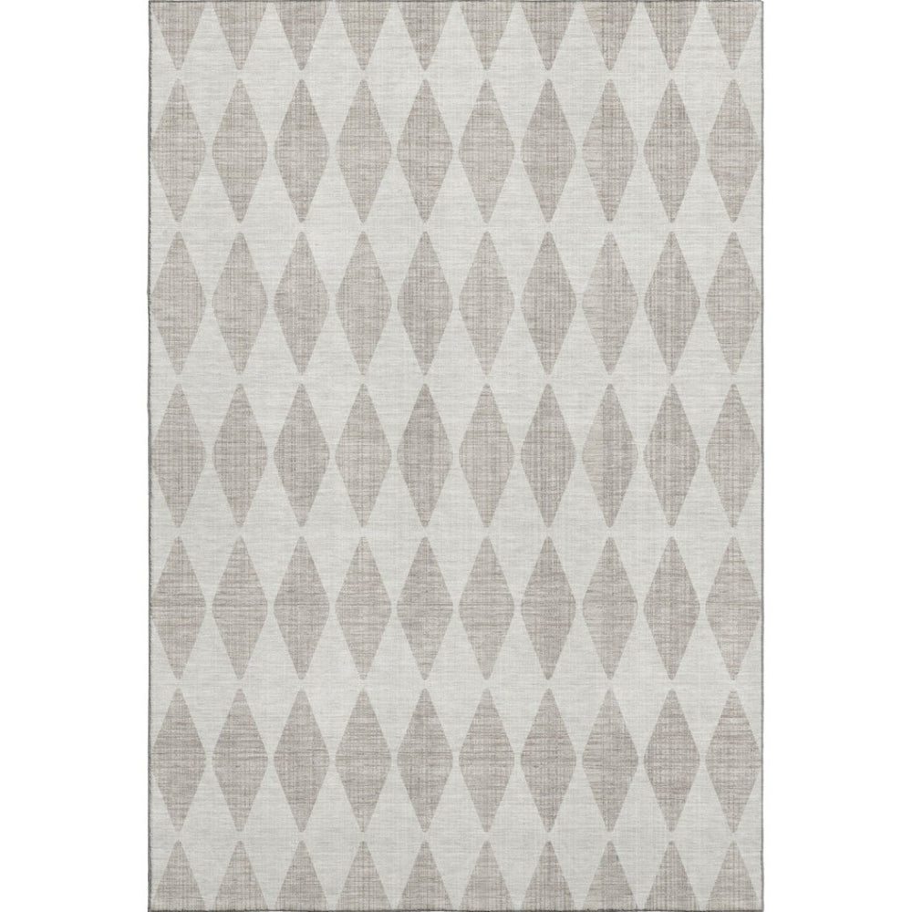HomeRoots 10' Beige and Ivory Diamond Area Rug - Washable, UV-Protected, Perfect for Busy Homes & Stylish Decor 650020