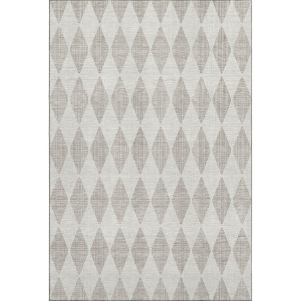 HomeRoots 10' Beige and Ivory Diamond Area Rug - Washable, UV-Protected, Perfect for Busy Homes & Stylish Decor 650020