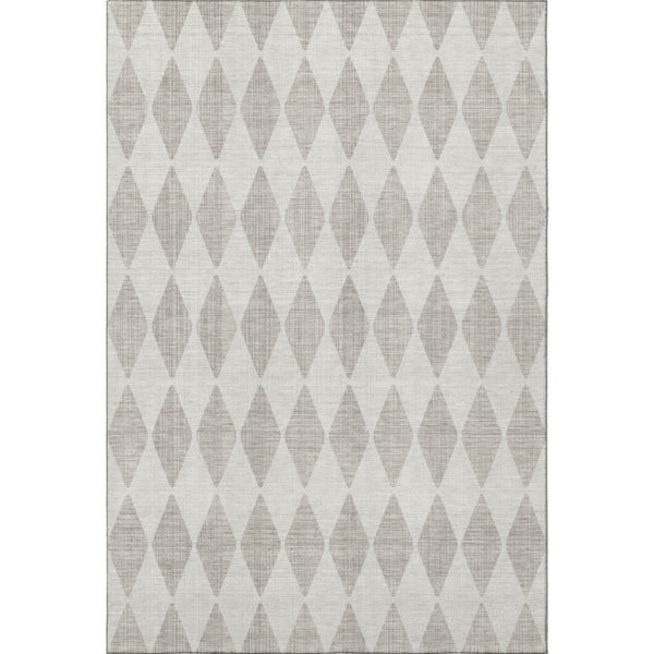 HomeRoots 10' Beige and Ivory Diamond Area Rug - Washable, UV-Protected, Perfect for Busy Homes & Stylish Decor 650020