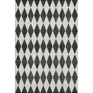 HomeRoots 5' X 8' Stylish Black and Ivory Diamond Area Rug – Washable, Durable, UV-Protected & Pet Friendly! 650022