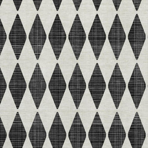 HomeRoots 10' X 14' Black And Ivory Diamond Area Rug – Durable, Washable, UV-Protected for Stylish Living Spaces 650026