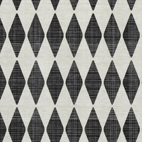 HomeRoots 10' X 14' Black And Ivory Diamond Area Rug – Durable, Washable, UV-Protected for Stylish Living Spaces 650026