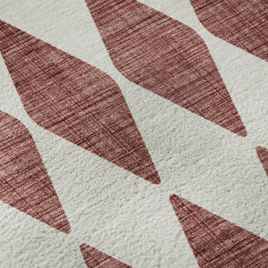 HomeRoots 8' Burgundy Round Rug – Stylish Diamond Design, Washable, UV Protection, Ideal for Homes with Kids & Pets 650029