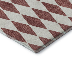 HomeRoots 8' X 10' Stylish Burgundy & Ivory Diamond Rug - Washable, UV Protected, Perfect for Busy Homes! 650030