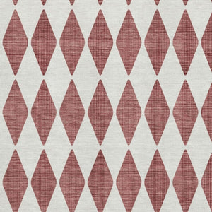 HomeRoots 8' X 10' Stylish Burgundy & Ivory Diamond Rug - Washable, UV Protected, Perfect for Busy Homes! 650030