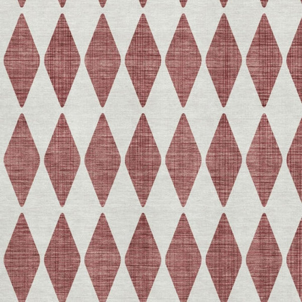 HomeRoots 8' X 10' Stylish Burgundy & Ivory Diamond Rug - Washable, UV Protected, Perfect for Busy Homes! 650030