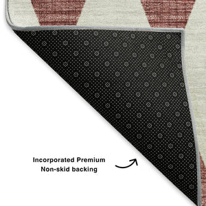 HomeRoots 9' X 12' Burgundy & Ivory Diamond Area Rug - Washable, UV-Protected, Durable, Perfect for Busy Homes 650031