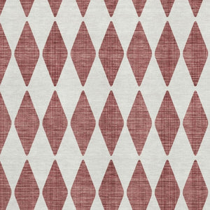 HomeRoots 9' X 12' Burgundy & Ivory Diamond Area Rug - Washable, UV-Protected, Durable, Perfect for Busy Homes 650031