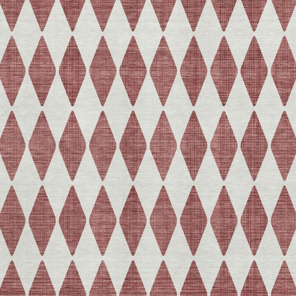 HomeRoots 9' X 12' Burgundy & Ivory Diamond Area Rug - Washable, UV-Protected, Durable, Perfect for Busy Homes 650031