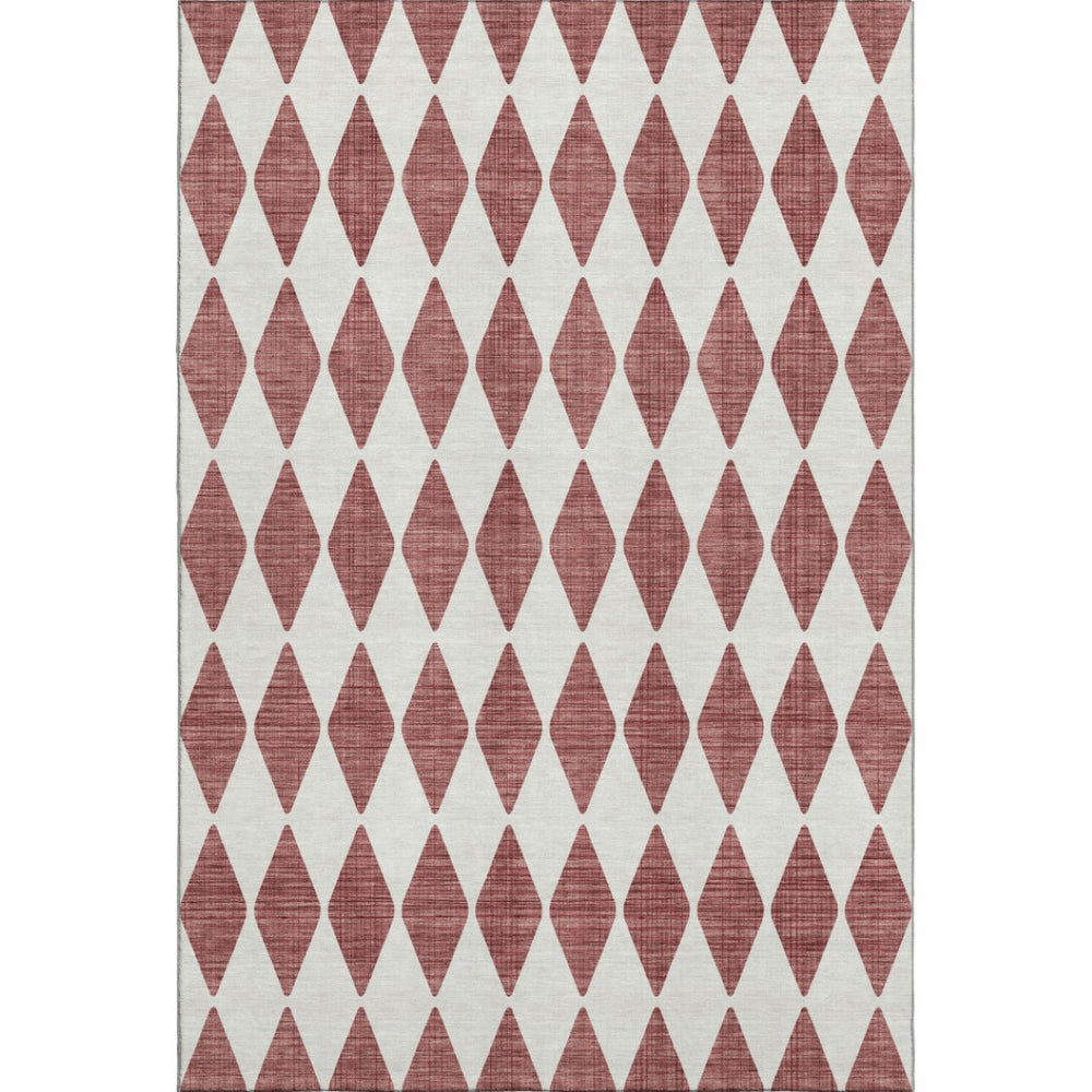 HomeRoots 10' Burgundy and Ivory Diamond Area Rug - Washable, UV Protected, Durable for Busy Homes! 650032