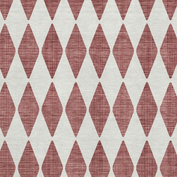 HomeRoots 10' Burgundy and Ivory Diamond Area Rug - Washable, UV Protected, Durable for Busy Homes! 650032