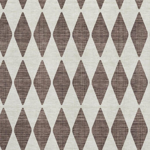 HomeRoots 5' X 8' Brown and Ivory Diamond Area Rug - Stylish, Washable, UV-Protected for High-Traffic Spaces 650034