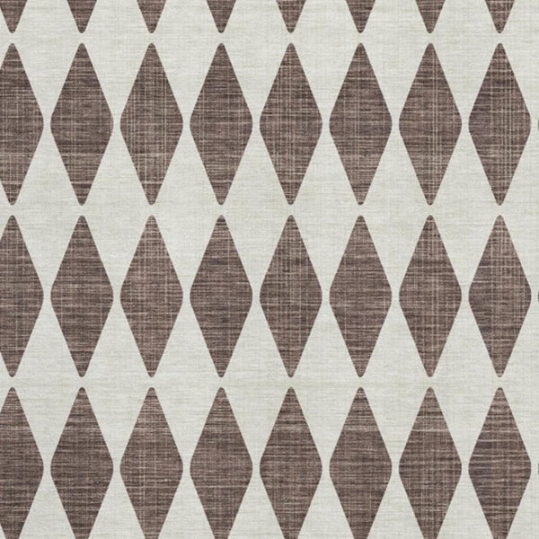 HomeRoots 5' X 8' Brown and Ivory Diamond Area Rug - Stylish, Washable, UV-Protected for High-Traffic Spaces 650034
