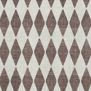 HomeRoots 8' X 10' Brown and Ivory Diamond Area Rug – Stylish, Washable, UV-Protected for Homes with Kids & Pets 650036