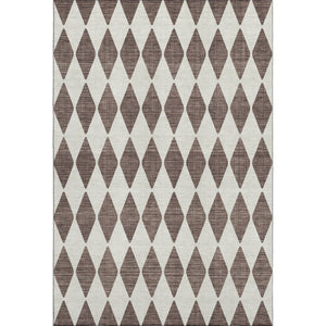 HomeRoots 9' X 12' Brown and Ivory Diamond Area Rug - Washable, UV Protected, Stain Resistant for Busy Homes 650037