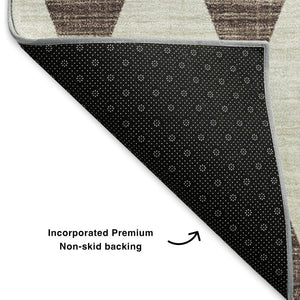 HomeRoots 9' X 12' Brown and Ivory Diamond Area Rug - Washable, UV Protected, Stain Resistant for Busy Homes 650037