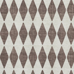HomeRoots 9' X 12' Brown and Ivory Diamond Area Rug - Washable, UV Protected, Stain Resistant for Busy Homes 650037