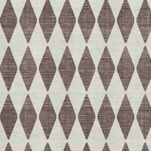HomeRoots 9' X 12' Brown and Ivory Diamond Area Rug - Washable, UV Protected, Stain Resistant for Busy Homes 650037