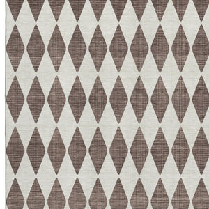 HomeRoots 9' X 12' Brown and Ivory Diamond Area Rug - Washable, UV Protected, Stain Resistant for Busy Homes 650037