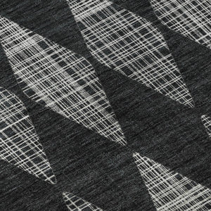 HomeRoots 8' X 10' Charcoal & Ivory Diamond Area Rug – Durable, Washable, UV-Protected for Stylish Spaces 650042