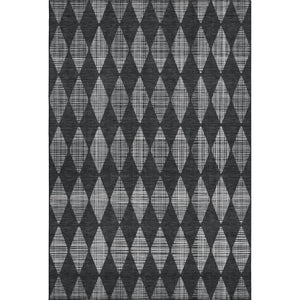 HomeRoots 10' Charcoal & Ivory Diamond Area Rug - Washable, UV-Protected, Durable for High-Traffic Spaces! 650044