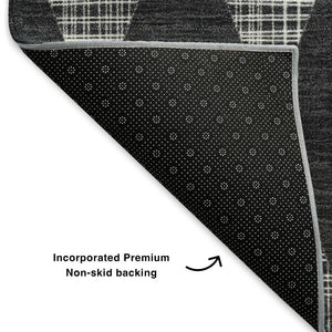 HomeRoots 10' Charcoal & Ivory Diamond Area Rug - Washable, UV-Protected, Durable for High-Traffic Spaces! 650044