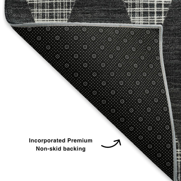 HomeRoots 10' Charcoal & Ivory Diamond Area Rug - Washable, UV-Protected, Durable for High-Traffic Spaces! 650044