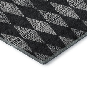 HomeRoots 10' Charcoal & Ivory Diamond Area Rug - Washable, UV-Protected, Durable for High-Traffic Spaces! 650044