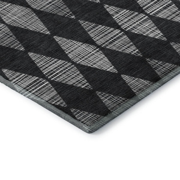 HomeRoots 10' Charcoal & Ivory Diamond Area Rug - Washable, UV-Protected, Durable for High-Traffic Spaces! 650044