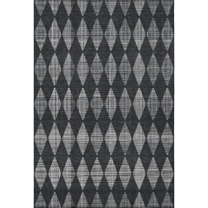 HomeRoots 10' Charcoal & Ivory Diamond Area Rug - Washable, UV-Protected, Durable for High-Traffic Spaces! 650044