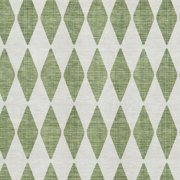 HomeRoots 8' X 10' Green and Ivory Diamond Area Rug - Washable, UV-Protected, Durable for Indoor & Outdoor Use 650048