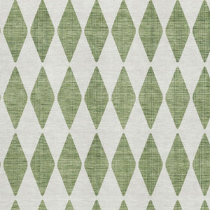 HomeRoots 9' X 12' Green & Ivory Diamond Area Rug - Washable, UV-Protected, Durable, Perfect for Families! 650049