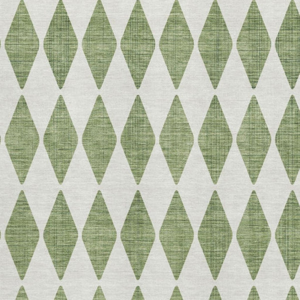 HomeRoots 9' X 12' Green & Ivory Diamond Area Rug - Washable, UV-Protected, Durable, Perfect for Families! 650049
