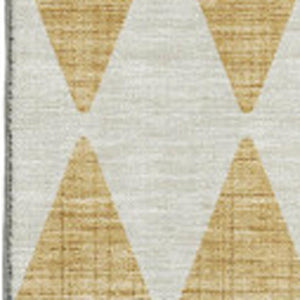 HomeRoots 8' X 10' Gold and Ivory Diamond Area Rug - Washable, UV-Protected, Stylish, and Non-Slip Design 650054