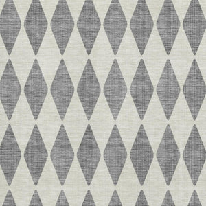 HomeRoots 8' X 10' Gray and Ivory Diamond Area Rug - Washable, UV Protected, Stylish & Durable for Homes 650060