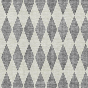 HomeRoots 9' X 12' Gray and Ivory Diamond Area Rug - Durable, Washable, UV-Protected for Modern Spaces 650061