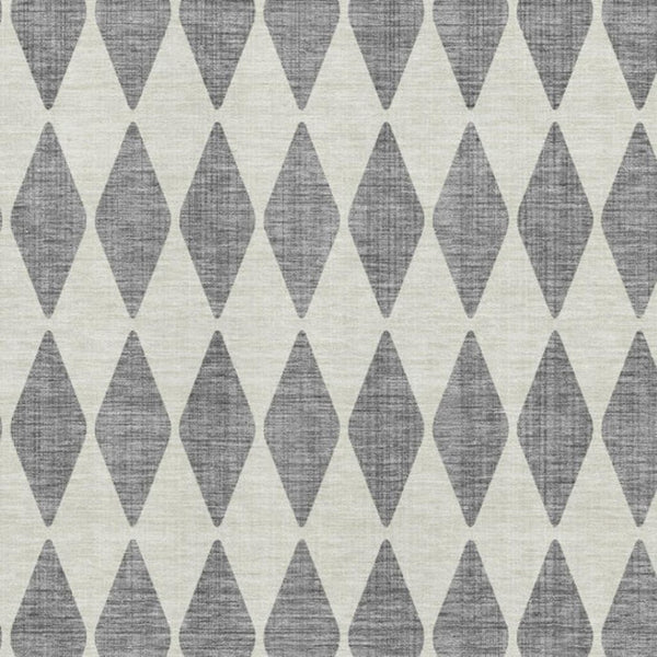 HomeRoots 9' X 12' Gray and Ivory Diamond Area Rug - Durable, Washable, UV-Protected for Modern Spaces 650061